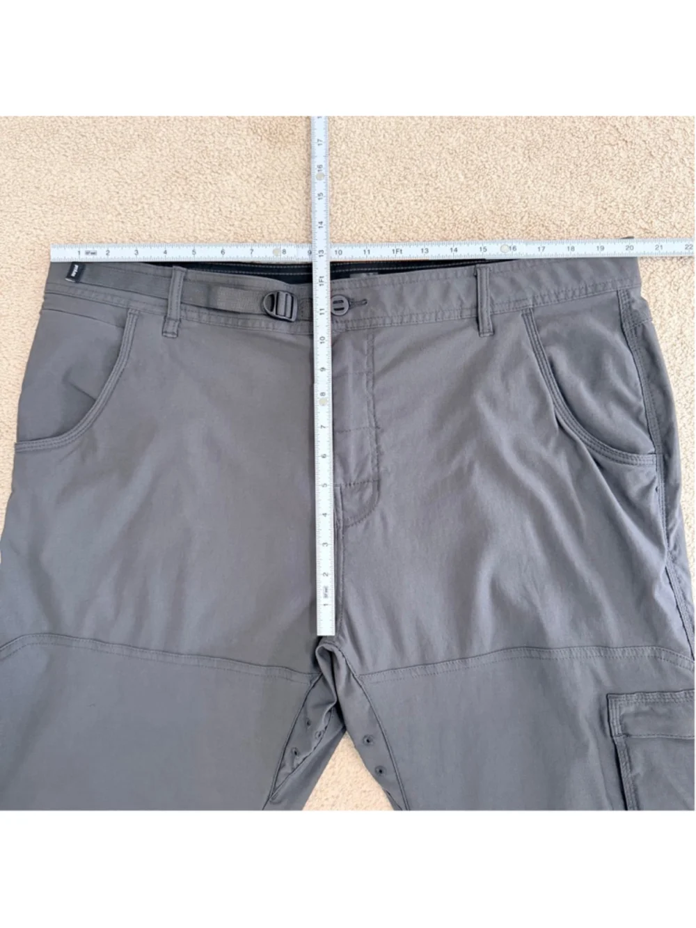 prAna Stretch Zion Gray Relaxed Fit Cargo Pants Men's Size 40X32 Outdoors Hiking